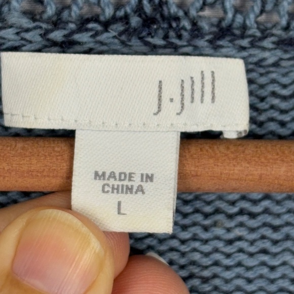 J Jill Womens Wool Tie Cardigan Duster Sweater Sz L Open Knit Beach Office NWOT - Picture 8 of 14